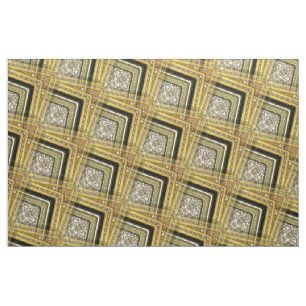 Art Deco Glam Gold Black Pattern Fabric Stof