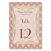 Art Deco Glam |Goud Lijst Roze Shell Tafelnummers (Achterkant)