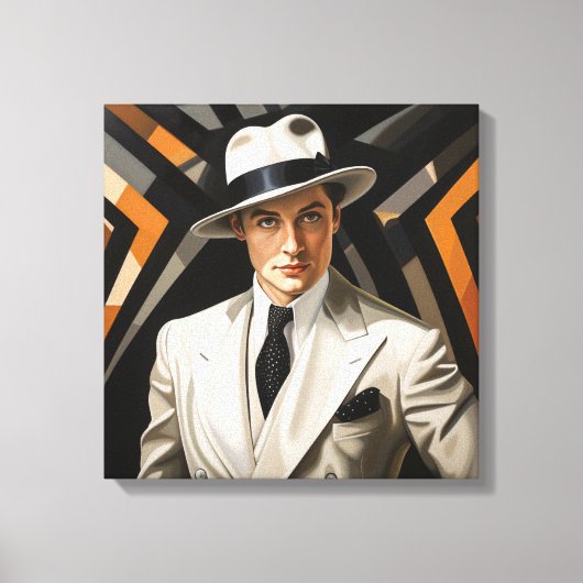 Art Deco Glam: Goud Man Canvas Afdruk (Voorkant)