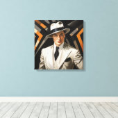 Art Deco Glam: Goud Man Canvas Afdruk (Insitu (Houten vloer))
