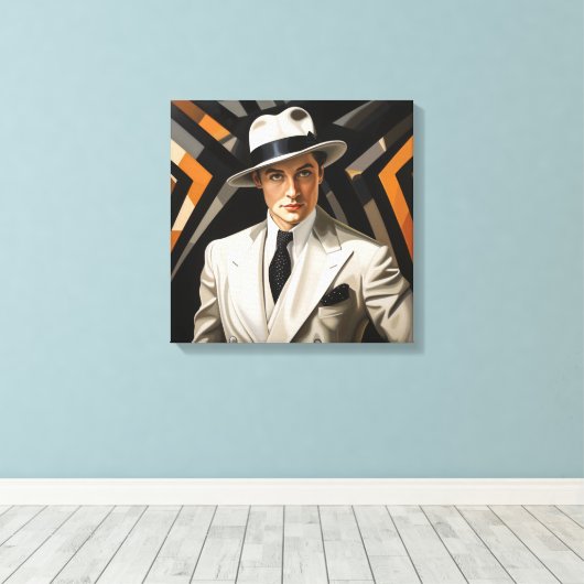 Art Deco Glam: Goud Man Canvas Afdruk (Insitu (Houten vloer))