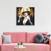 Art Deco Glam: Gouden Vrouw Canvas Afdruk (Insitu (Woonkamer))