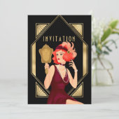 Art Deco Glam Meisje 30e Verjaardag Goud Zwart Kaart (Staand voorkant)