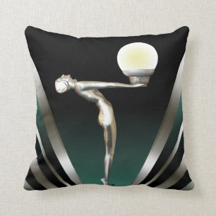 Art Deco Glam Nouveau blauwgroen Kussen