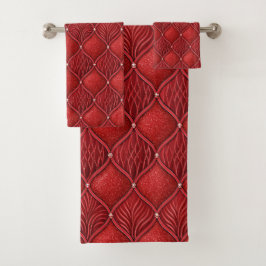 Art Deco Glam Rode Valentijnsdag Patroon Bad Handdoek