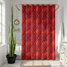 Art Deco Glam Rode Valentijnsdag Patroon Douchegordijn