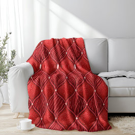 Art Deco Glam Rode Valentijnsdag Patroon Fleece Deken