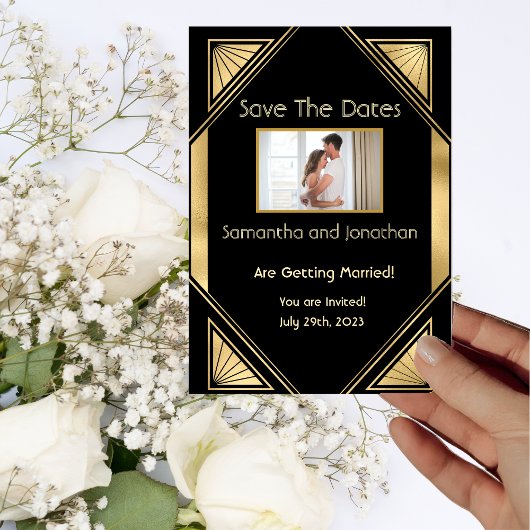 Art Deco Glam  Save the Dates Kaart