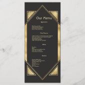 Art Déco Glam Vintage Wedding Dîner Menu (Devant)