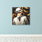 Art Deco Glam: Zilver Man Canvas Afdruk (Insitu (Houten vloer))