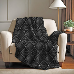 Art Deco Glam Zwart Patroon Fleece Deken