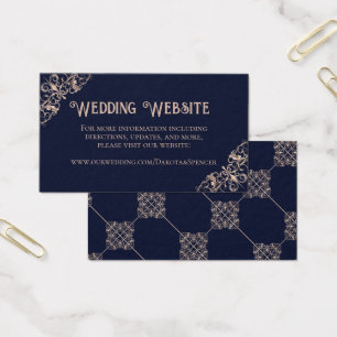 Art Deco Glamor   Website Navy Blue Blush Wedding Visitekaartje