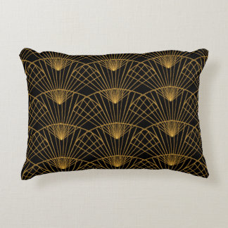 Art Deco Glamour: Gouden Fan. Accent Kussen