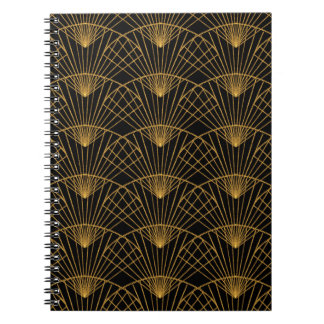 Art Deco Glamour: Gouden Fan. Notitieboek