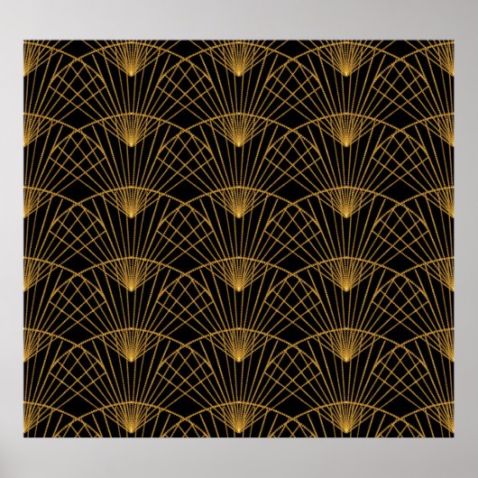 Art Deco Glamour: Gouden Fan. Poster (Voorkant)