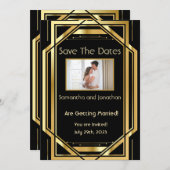 Art déco glamour Vintage Enregistrer la carte Date (Devant / Derrière)