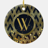 Art Deco Glamoureus Geometric Pattern Monogram Keramisch Ornament (Achterkant)