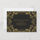 Art Deco Glamoureus Goud op zwarte repetitie Kaart (Voorkant)