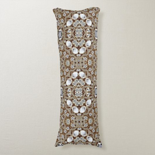 Art Deco Glamoureuze Mode Beige Gold Lichaamskussen (Voorkant Verticaal)