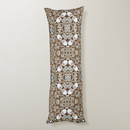 Art Deco Glamoureuze Mode Beige Gold Lichaamskussen (Achterkant (Verticaal))