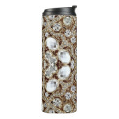 Art Deco Glamoureuze  Mode Beige Gold Thermosbeker (Gedraaid links)