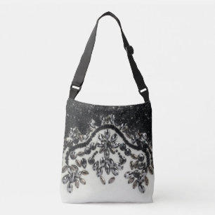 Art Deco Glamoureuze  Mode Black White Fl Crossbody Tas