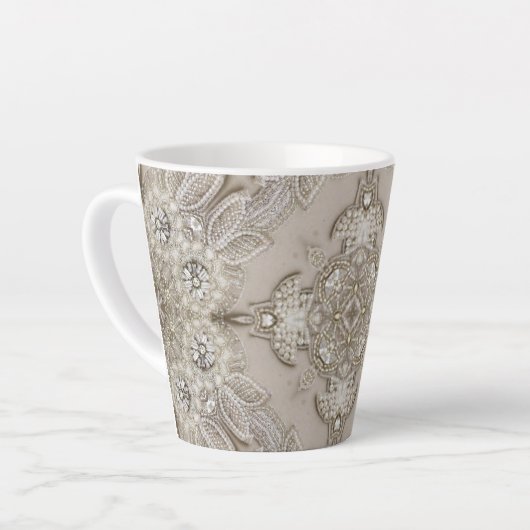 Art Deco Glamoureuze Mode Grijze beige Latte Mok (Linkerhoek)