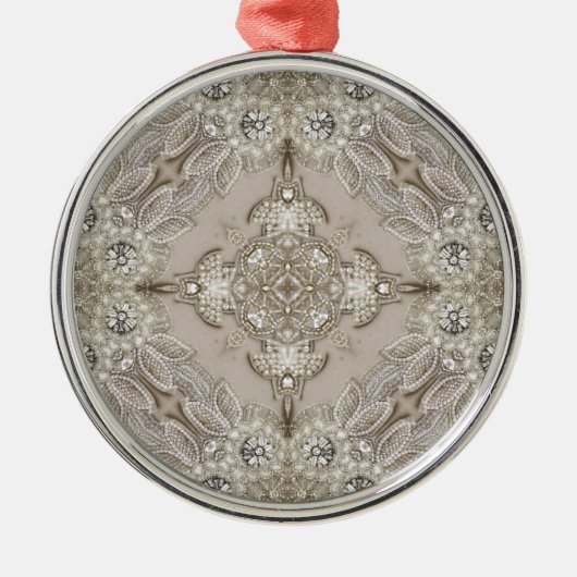 Art Deco Glamoureuze Mode Grijze beige Metalen Ornament (Voorkant)