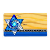 Art Deco Glas in lood Magen David To-From Etiket (Voorkant)