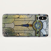 Art Deco Glas in lood Venster iPhone X hoesje (Achterkant (horizontaal))