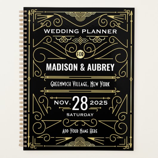 Art Déco Gold Black 1920 Elégant Mariage Gatsby (Devant)