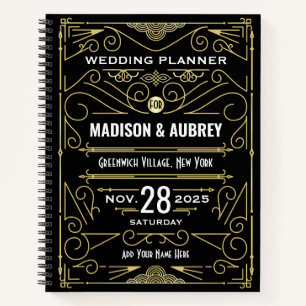 Art Deco Gold Black 1920s legant Wedding Planner Notitieboek