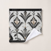 Art Deco Gold, Black and Ivory Bad Handdoek (Wasdoekje)