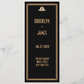Art Déco Gold Black Great Gatsby Menu Mariage (Dos)