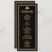 Art Déco Gold Black Great Gatsby Menu Mariage (Devant / Derrière)