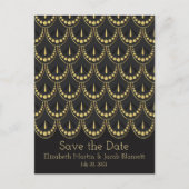 Art Deco Gold & Brown Bewaar de datum Briefkaart (Voorkant)