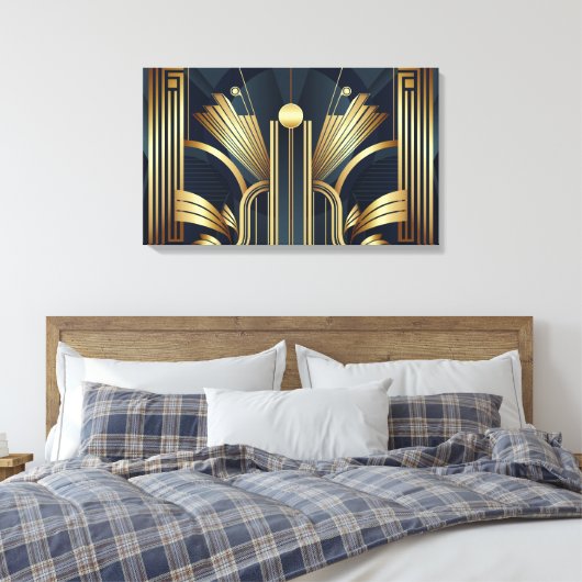 Art Deco Gold Canvas Afdruk (Insitu (Slaapkamer))