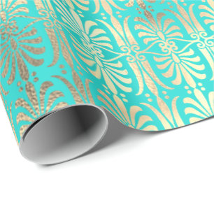 Art Deco Gold Champaigne Mint Green Ocean Cadeaupapier