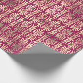 Art Deco Gold Champaigne Pink Peony Raspberry Cadeaupapier (Hoek)