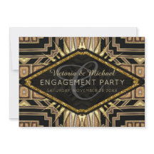 Art Deco Gold en Black Stylish Engagement Party