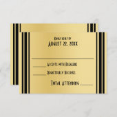 Art Deco Gold en Black Wedding Reactie RSVP Kaartje (Voorkant / Achterkant)
