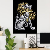Art Deco Gold en Silver Lion Poster (Thuiskantoor)