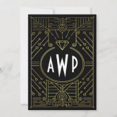 Art Deco  Gold Engagement Party Kaart (Achterkant)