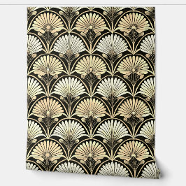 Art Deco Gold Floral Fan Accent Wall Behang