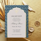 Art Deco Gold Floral Lotus Trouwreceptie Folie Uitnodiging