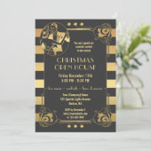 Art Déco Gold Gatsby Noël Vacances Invitation (Debout devant)