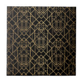 Art Deco Gold Geometric Pattern on Black Tegeltje (Voorkant)