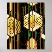 Art Deco Gold Glas in lood Poster (Voorkant)