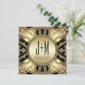 Art Deco Gold Glow Dinner Party Invitation Kaart (Staand voorkant)