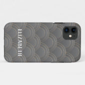 Art Deco Gold Grey Name Aangepast Case-Mate iPhone Case (Achterkant (horizontaal))